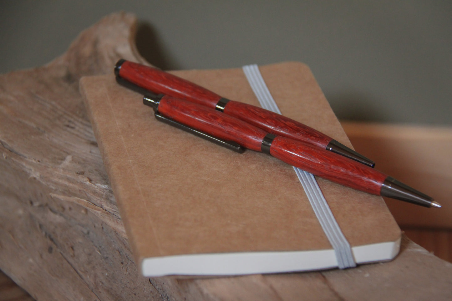 Balpen en potlood set - padouk - gun metal