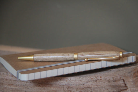 Houten balpen 'Louise' -eik- satin gold