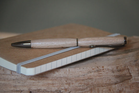 Houten balpen 'Louise' -eik- gun metal